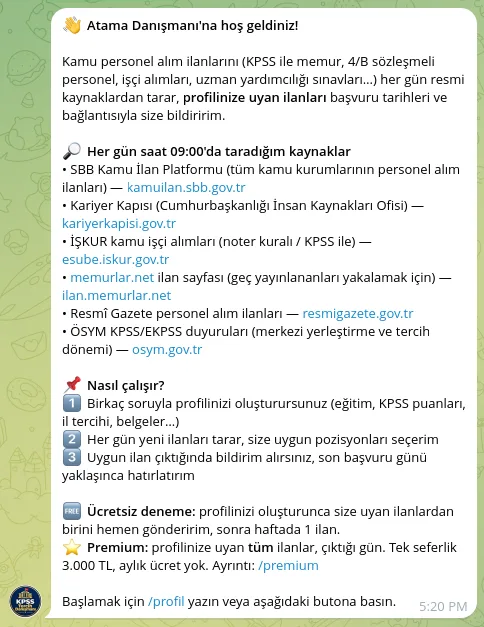 Karşılama mesajı: taranan kaynaklar ve nasıl çalışır